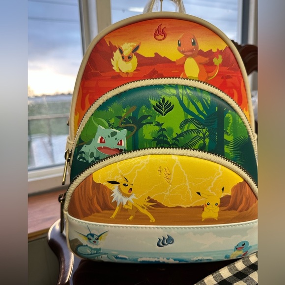 Kids Cream Backpack with Colorful Design - Picture 3 of 6